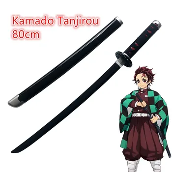 1:1 80 cm Kimetsu č Yaiba Meč Zbraň Démon Vrah Kamado Tanjirou Cosplay Meč Anime Ninja Nôž drevené hračky  10