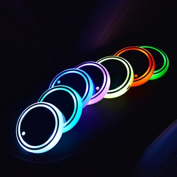 1 Ks USB Nabíjanie Auto Led Držiteľ Pohára Vody Spodnej Mat RGB Light Decor Kryt Svetelná Dráha Orezania Príslušenstvo Siedmich Farieb  5