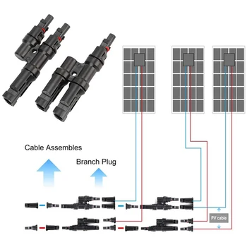 1 Pár PV Konektor Solárne Panely Kábel 2 Na 1 T Pobočky Konektor, nájdite Držiak Poistky, Splitter Spojka Ohňovzdorné Solárne Pripojenie Plug  10