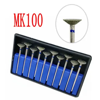 10pcs Typ MK100 Zubné Časť elektrolyticky pokrývajú Diamond Bod Polisher Zubné HP Diamond Burs HP Rotačné Bur Nastaviť Zubné Laboratórium  10