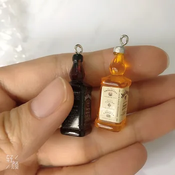 10pcs/pack 3D Alkohol Piť Fľaša na Pitie Náušnice Prívesky Keychain Jewlery Zistenia Telefón Prípade urob si sám  4