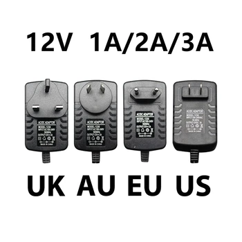 12V 1A 2A 3A, UK, USA, AU EÚ napájací adaptér pre zobrazenie krásy meter LED svetlo s zapojený-v prepínač napájania 100V-240V príkon  10