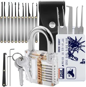 15pcs Lock Picking Set s Priehľadným Školenia Zámky a Kreditná Karta Lock Pick Tool Kit pre Začiatočníkov a Pro Locksmiths  5