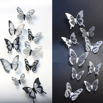 18 ks White Butterfly 3D Simulácia Motýľ PVC Domov Kreatívne Nástenné Dekorácie  5