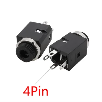 2/5/10Pcs PJ-341 3.5 mm 4 Pin Vertikálne Stereo Audio Zásuvka 3.5 Jack pre Slúchadlá Konektor s Maticou PJ341  0