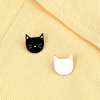2 Ks Sada Hot Cartoon Čierna Biela Cute Cat Zvierat Smalt Brošňa Pripnúť Odznak T-shirt Dekoračné Šperky, Brošne Pre Ženy, Dieťa Darček  0