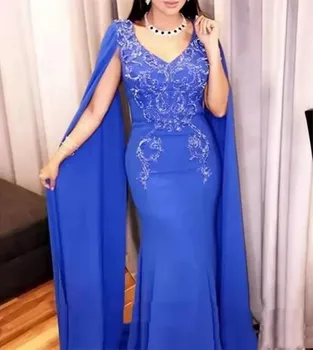 2022 Elegantné Kráľovská Modrá Arabčina Matka Nevesty Šaty Pre Svadobné Morská Víla Celebriy Večerné Šaty Dlhé Luxusné Ženy Šaty Pre Strany  5
