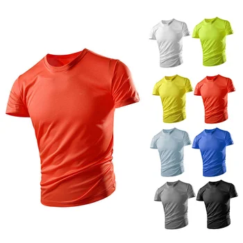 2022 pánske T-shirt Short-sleeve Ice Hodváb Letné Módy Farbou Bežné Slim Košele Pre Mužov Priedušná Voľné Plus Veľkosť Topy  1