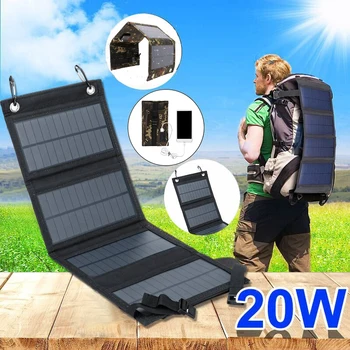 20W Prenosný Solárny Panel 5V Skladacie Solárne Skladacia Nepremokavé Port USB Nabíjačka Mobilných energetických Banka pre Batériu Telefónu Vonkajšie  10