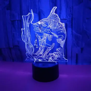3D Rybárske Lampa Ilúzie Nočné Svetlo LED Ryby Stôl, stolná Lampa 7 Zmena Farby Domova Svetlá Narodeniny, Darčeky, Hračky pre Chlapcov Deti  10