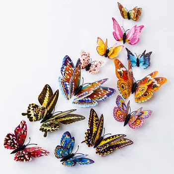 3D Svetelná Motýľ 12Pcs PVD dvojvrstvové Motýľ Kotúča, Stena Nálepky Svietiť V Tme Magnetické Chladnička Nálepky Domáce Dekorácie  5