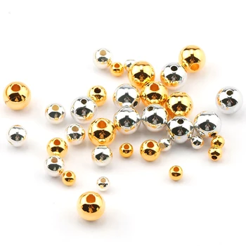 4-8 MM strieborná farba zlatá farba živice perly, korálky Imitácia okrúhle Korálky, Perly na náhrdelníku Náramok šperky čo DIY 30g/veľa  10
