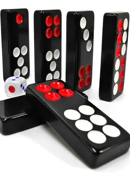 4 Veľkosti, Čierna Domino Pai Gow 32pcs Domino S 2 Kockách Dosková Hra Dominos Hry, Jogos de Tabuleiro  5