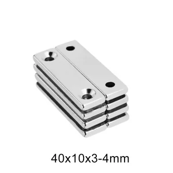 5~100KS 40x10x3-4 N35 Magnet Zápustnými Otvory 4 mm Dlhý List permanentnými 40*10*3 Neodýmu Magnet 40*10*3-4 40x10x3  2