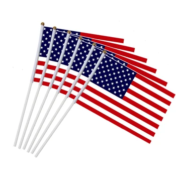 6pcs USA Držať Vlajku, Americké NÁM 5x8 palcový Ručný Mini Vlajka ensign 30 cm Pól Spojené Štáty Ruke Držal Palicu Vlajky, zástavy  5