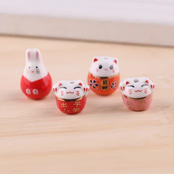 6pcs Šťastie mačka dekorácie malé mini tvorivé stôl keramické auto, šperky darček fortune mačka  10
