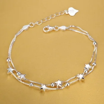 925 sterling silver Krásne hviezdy Náramky pre ženy kórejský módny návrhár strany Svadobné Šperky Dovolenku dary  10