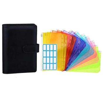 A6 Zips, Taška Loose-Leaf Knihy Macaron Notebook PU Kožené Kreatívne Účtovníctvo Peňažné Rozpočtu Knihy  10