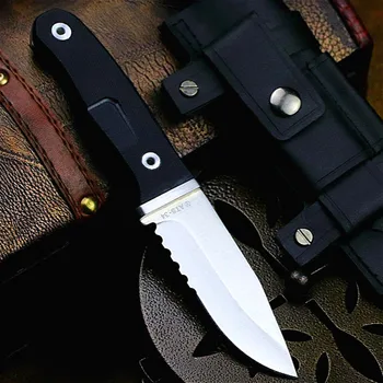 ABS čierna rukoväť 440 Vysokú tvrdosť Brúsenie vonkajšie taktické rovný Nôž North American jungle Lovecký nôž  5
