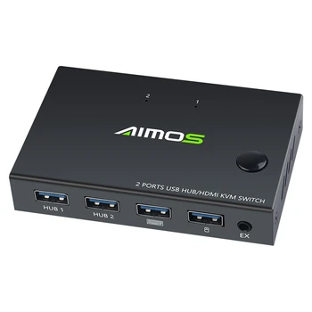 AIMOS 2 v 1 Z Splitter 4K USB HDMI KVM Prepínač pre 2 PC Zdieľanie Klávesnice, Myši, Tlačiarne typu Plug and Play Video Display  5