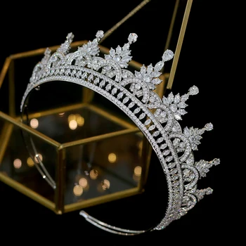 ASNORA Nový high-end zirconia Tiaras koruny crystal nevesta nevesta svadobné doplnky do vlasov hlavový most svadobných doplnkov  5