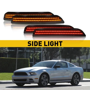 AUXITO 4Pcs Predné, Zadné LED Bočné Obrysové Svetlo na Ford Mustang 2010 2011 2012 2013 2014 Žltá/Červená LED Blatník Indikátor Žiarovka  10