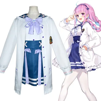 Anime VTuber Hololive Minato Aqua Cosplay Kostým Lolita Dievčatá SJ Školskú Uniformu Roztomilý Bowknot Skladaná Sukňa Námorník Vyhovovali Oblečenie  10