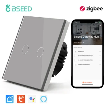 BSEED Zigbee Dotyk Prepínače 1/2/3Gang 1Way Smart Light Switch Senzor Stenu Prepínače Tuya Ovládanie Smart Život APLIKÁCIE Google Alexa  10