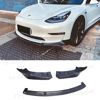 CMS Štýl Reálne Uhlíkových Vlákien FRP Auto Predný Nárazník Pery Spojler Štiepačky pre Tesla Model 3 2017 - 2020 BodyKits Bradou Portector  5