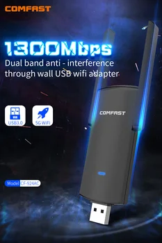 COMFAST WiFi USB Aadapter 1300Mbps 5 ghz RTL8812 Bezdrôtový Modul 802.11 AC 2 Antény Wifi Dongle Pre Windows, Mac Na Home Office  5