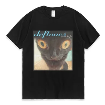 Deftones Okolo Kožušiny Cat T-Shirt Mužov a Ženy, Hip-hop Harajuku Príliš Krátke Rukávy Tee Tričko Čierne Bavlnené Tričko Topy  10