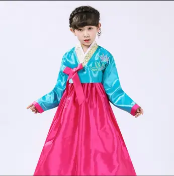 Deti kórejský Hanbok Kostým Oblečenie Tanečné šaty Dievčatá Výkon Klasická  10