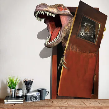 Dinosaurov Rozbije Dvere Tvorivé 3D Stenové Nálepky, Obývacej Izby, Spálne Dekorácie, Tapety, Nálepky Deti Izby Dekor Nálepky  10