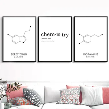 Dopamín Štruktúra Wall Art Print Molekulárnej Obrázok Dopamínu Chémie Serotonínu Vedy Plátno Na Maľovanie Minimalistický Plagát  10