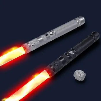 Dva V Jednom Kov Rukoväť Mini Lightsaber RGB 7 Farieb Zmeniť Laserový Meč Ťažké Súboje Zvuk, Svetla Saber Cosplay Fáze Rekvizity Hračky  10