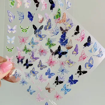 Farebný Motýľ 5D Mäkké Plastické Reliéfy Samolepiace Nail Art, Ozdoby Nálepky Módne 3D, Manikúra Obtlačky Veľkoobchod  4