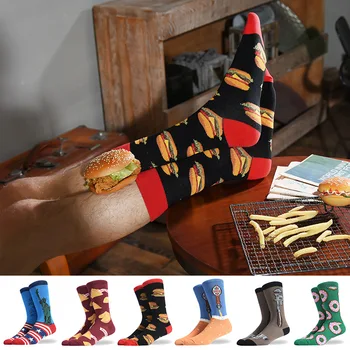 Food Sushi Hamburgery Hot Dog Zábavné Ponožky Mužov Novosti Návrhu Bežné Obliekanie, Farba Posádky Ponožky Šťastný Svadobný Dar Hip Hop Unisex  10