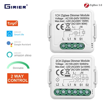 GIRIER Tuya ZigBee Smart Dimmer Prepínač Modul Podporuje 2 Spôsob Kontroly DIY Stmievateľné Prepínače 10A Pracovať s Alexa Alice Domovská stránka Google  5