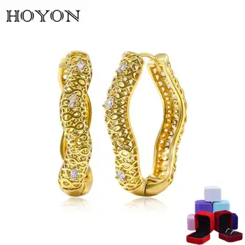 HOYON 18K Zlata Farba francúzsky twisted duté hoop náušnice pre ženy 2022 nové jednoduché módy ucho pracky kruhu ucho šperky zadarmo  4