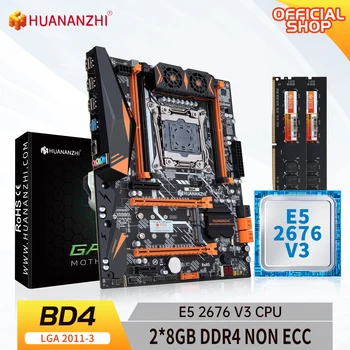 HUANANZHI BD4 LGA 2011-3 základná Doska s procesorom Intel XEON E5 2676 v3 s 2*8G DDR4 NON-ECC pamäť combo kit set NVME NGFF SATA, USB  10