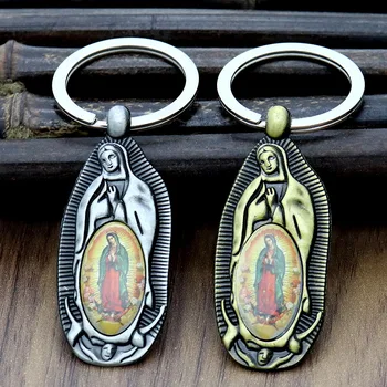 HeyMamba Bronz Katolíckej Lourdes Svätá Mária Socha Panny Márie Obrázok Prívesok Keychain Cirkvi Dekor Suvenír Darček  4