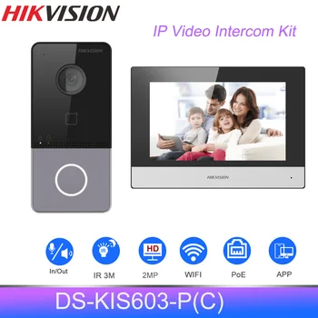 Hikvision 2MP 7-palcový farebný TFT Displej IP Video Telefón Auta DS-KIS603-P(C) Štandardná POE Zvonček pri Dverách Stanice WIFI Monitor  10