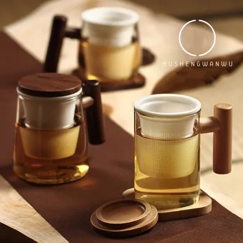 Japonský štýl tvorivé sklo pohár office jednoduché šálku čaju keramické vložky filtra žena malé čerstvé  10