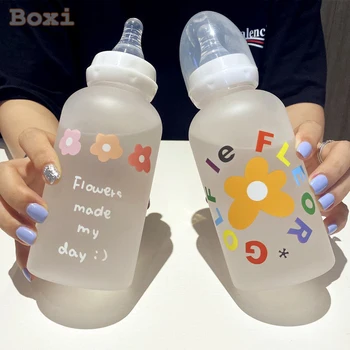 Kórea Roztomilé Dieťa Fľaša Vody Pohár Pre Dospelých A Deti Tepelne-odolné Jasné, Matné Plastová Fľaša na Vodu S Slamy BPA Free  10
