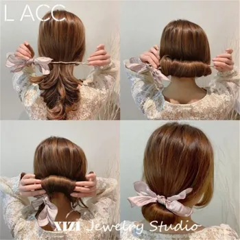 Kórejský Módne Ženy, Dievčatá, Vlásenky Buchta Účes Uzol Kvet Vlasy Maker Nástroje vlasy Ornament hlavový most príslušenstvo  5