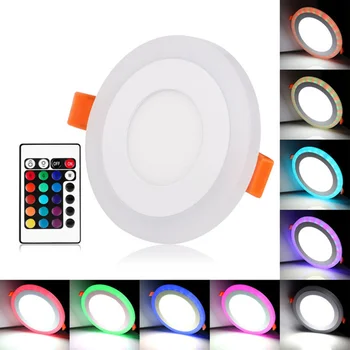 LED Panel svetlo Kolo 6W - 24W 3 Model LED Lampa Dvojité Farba Downlight RGB & biela/teplá Strop Zapustené s Diaľkovým ovládaním  10