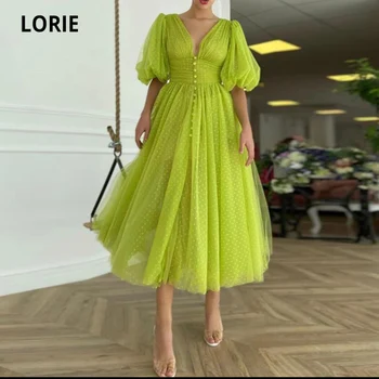 LORIE Vintage Šaty Ples V-Krku Polovicu Lístkového Rukáv Čaj Dĺžka Polka Dot Večerné Šaty na Zákazku Party Šaty na Promócie 2021  4