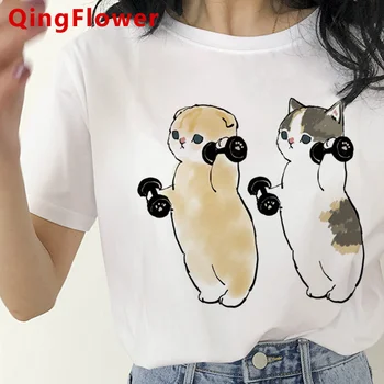Mačka Zábavné top ženy harajuku grafické streetwear t-shirts dievča streetwear oblečenie  10