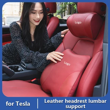 Mikrovlákna Kožené opierky hlavy pre Tesla Model s 3 S X Y Logo autosedačky Pamäť Bavlna Pás Podporu Obliečky na Vankúš Krku opierky hlavy  5