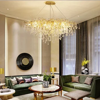 Moderné Luxusné Stropný Luster Osvetlenie Crystal Led Salón Obývacia Izba Dekorácie Villa Kvapka Vody Lustre  10